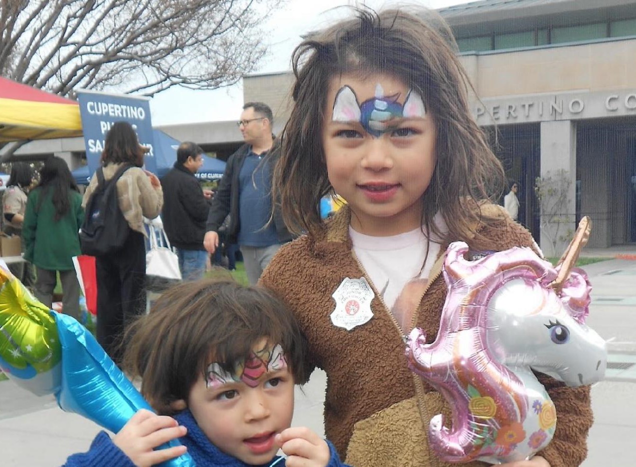 Two children with face paint